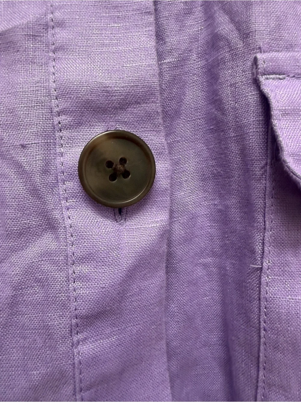 J Jill Live Linen 2x Lavender Button-Front Shirt Dress - Picture 3 of 6